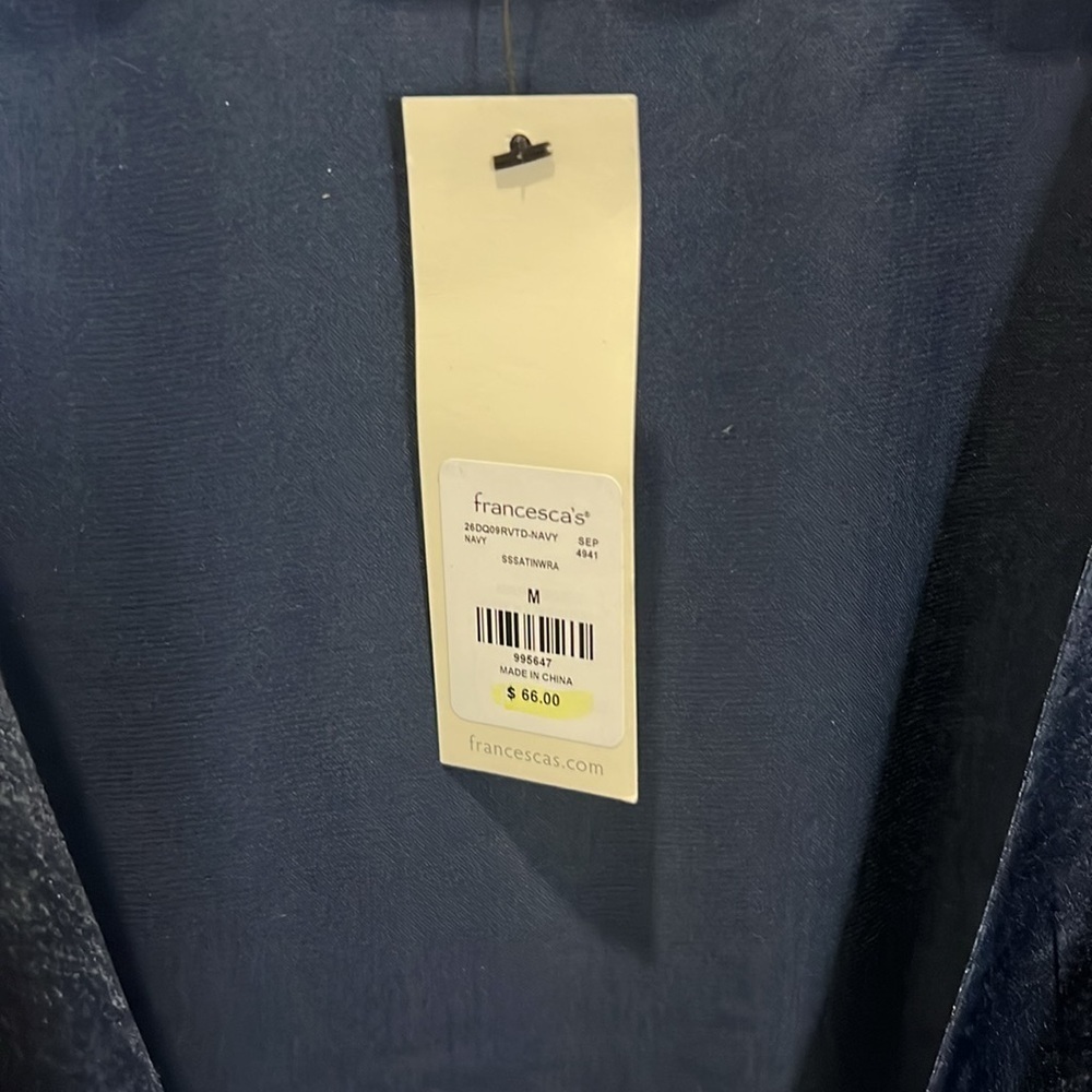 Silk Dress Margot Satin Wrap Navy Blue Party Audrey Soft Francesca’s Holiday - Picture 5 of 15